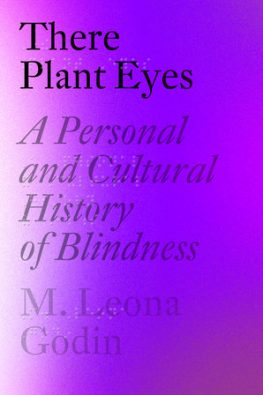 There Plant Eyes book jacket. The jacket is purple, and both the color and the text fades in some places. The text is superimposed over Braille.
